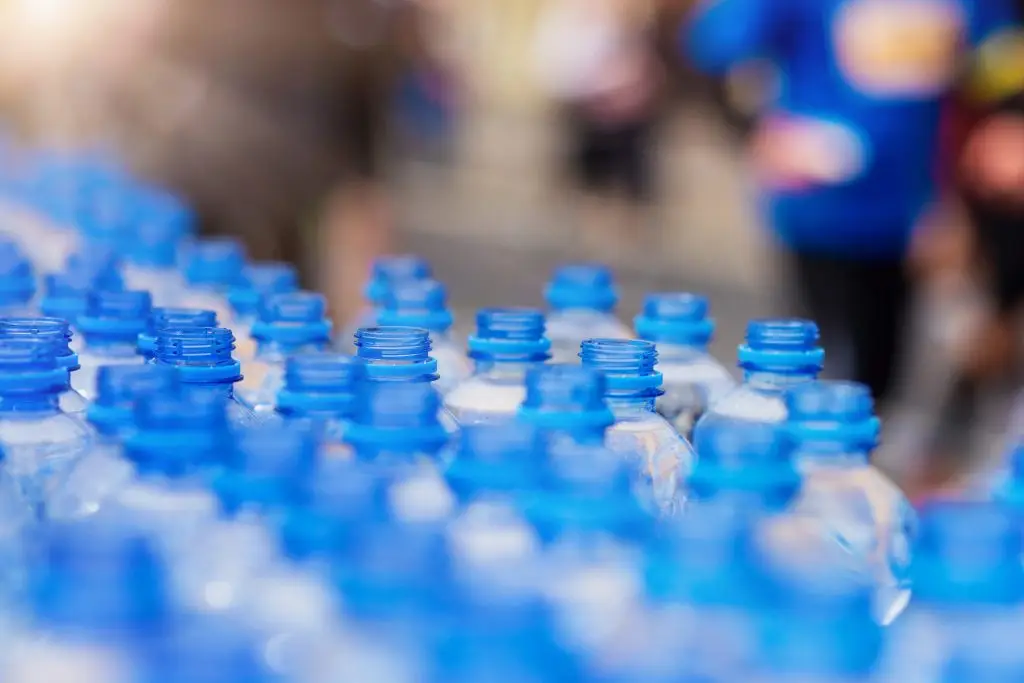 Group of plastic water bottles