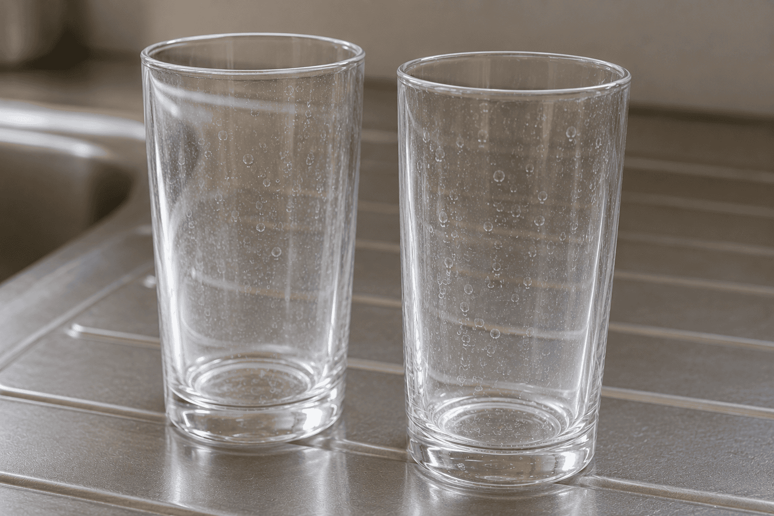 Spotty glassware from hard water